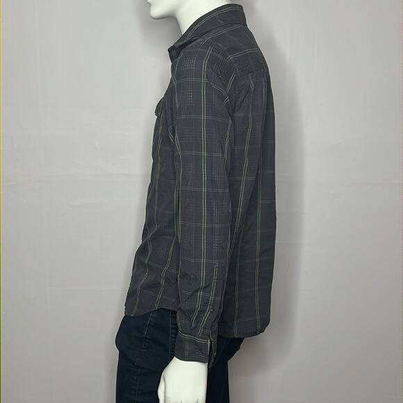 Mountain Hardwear‎ Mens Slate Gray Plaid Nylon Button Up shirt size M - Picture 2 of 6